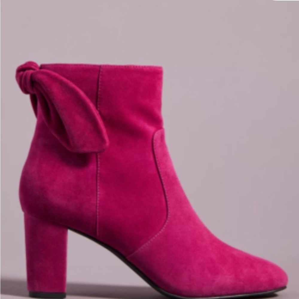 Anthropologie Fuchsia Suede Ankle Boots